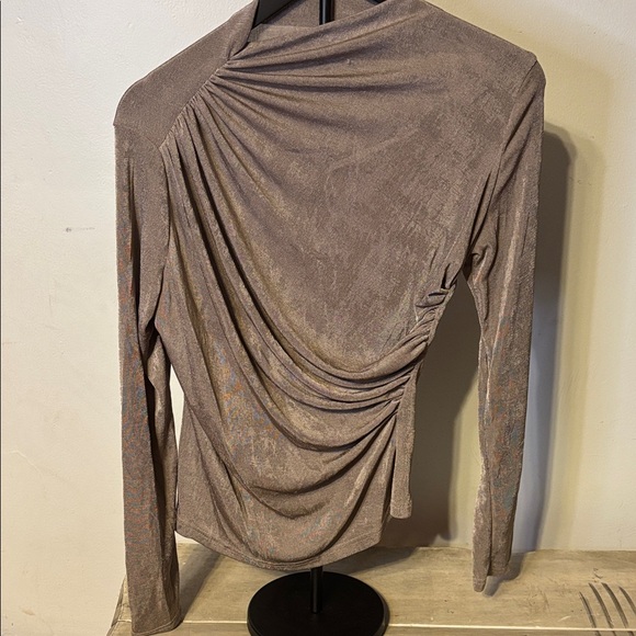 SHEIN Brown Drape Blouse - Picture 1 of 4